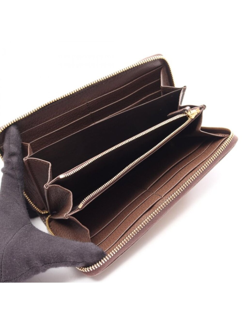 Gucci Round Wallet Jumbo GG Continental Beige Brown Canvas Leather - Picture 3 of 5